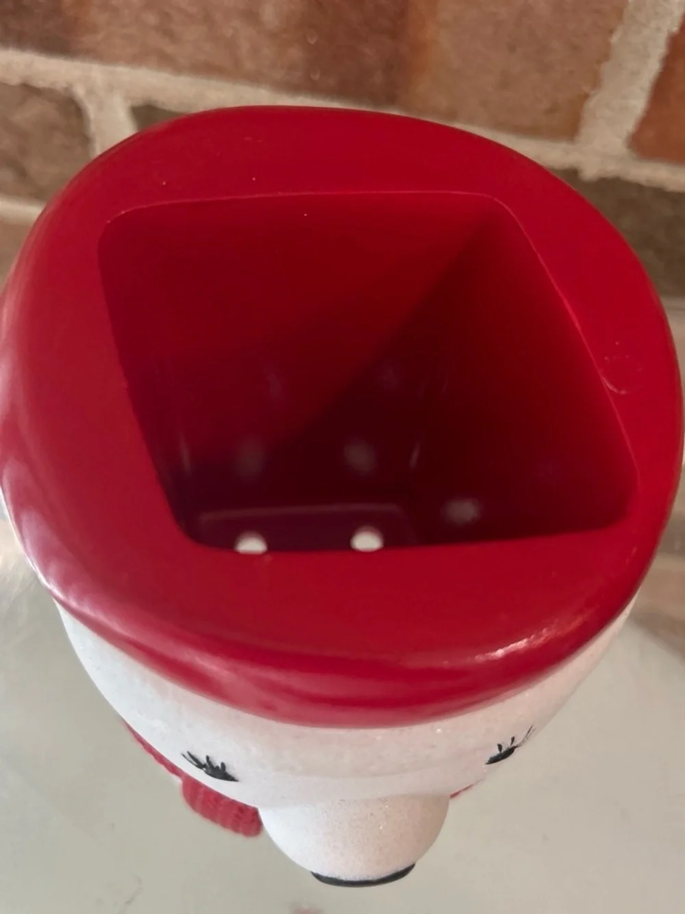 Bath & Body Works Holiday Polar Bear Soap Holder Santa Hat Red Ceramic